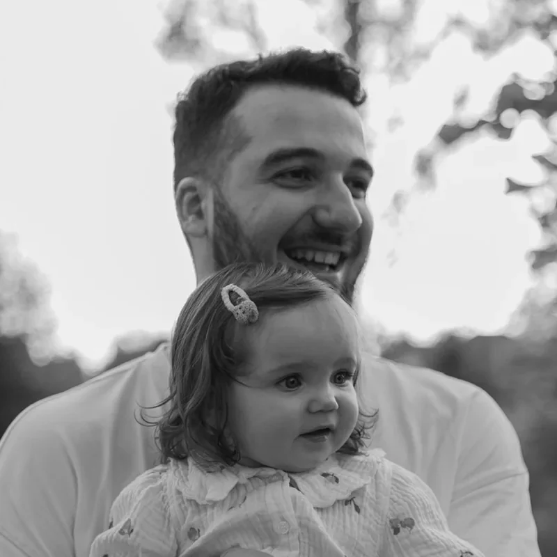 Max and his daughter Eva outdoors